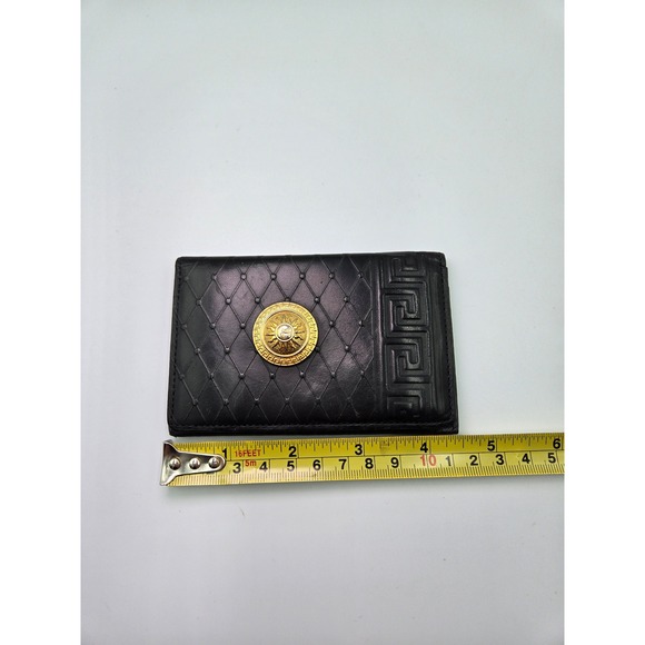 Versace Black Leather‎ Wallet Medusa Coin Logo Greek - Picture 11 of 12